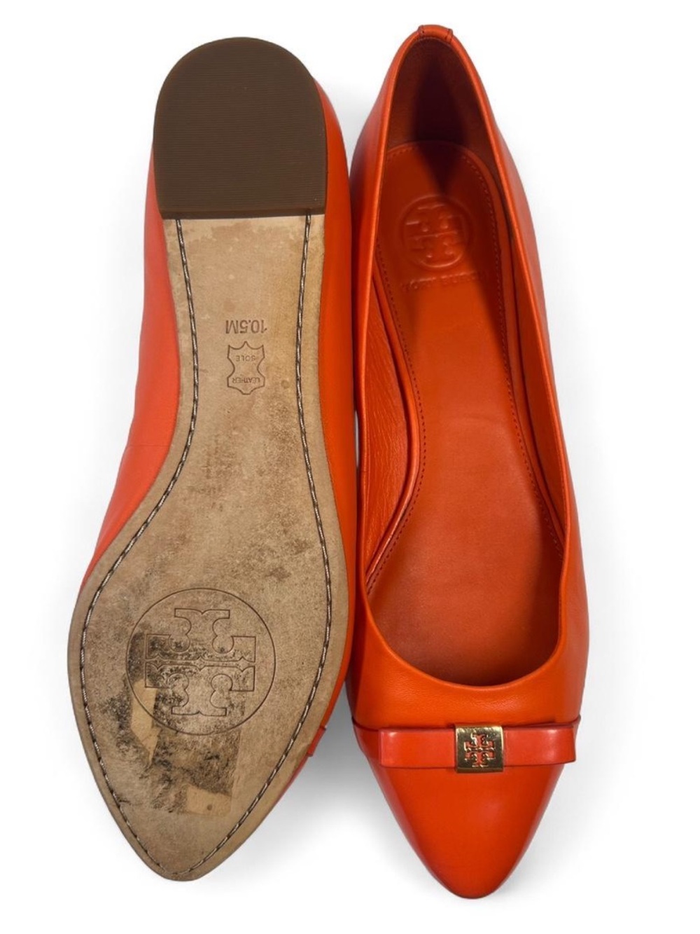 Tory Burch Hugo Pointy-Toe Ballet Flats in the vibrant orange, "Tiger Lily" 10.5 - Picture 6 of 11